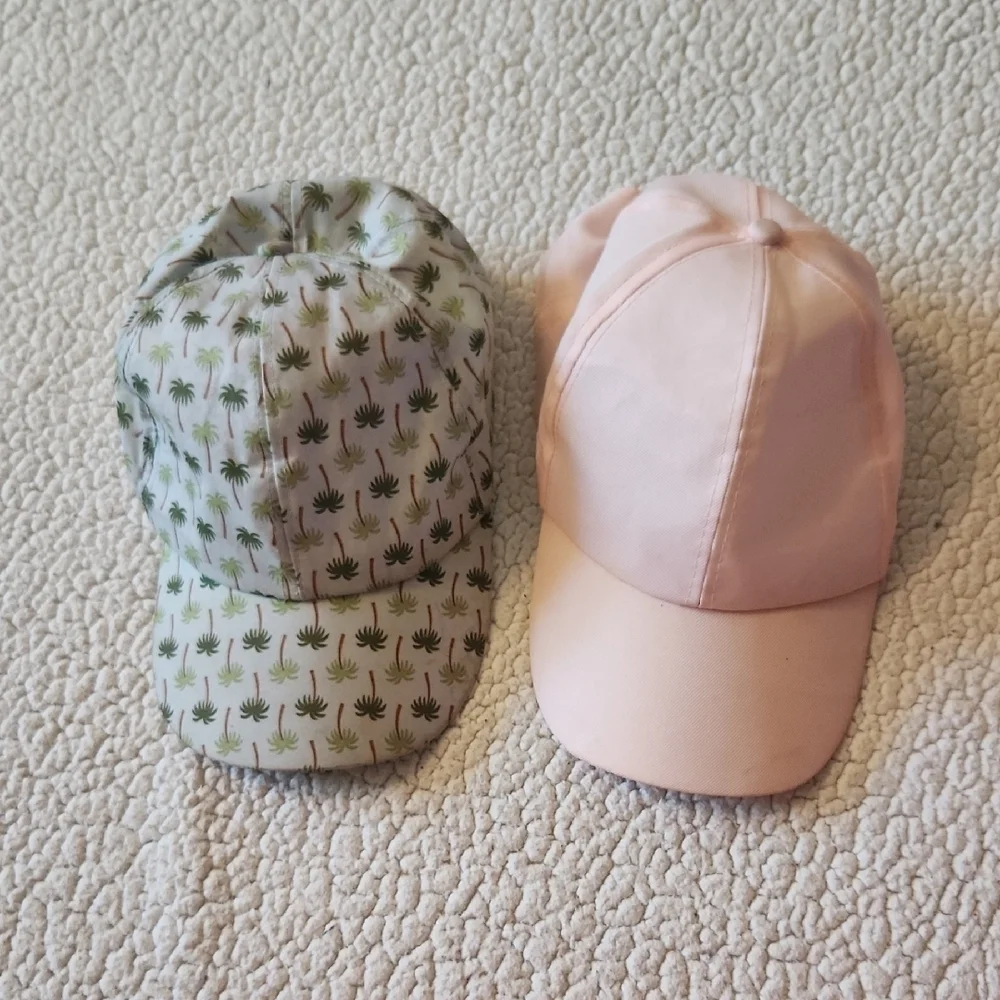 Amazon Essentials Lightweight Velcro Adjustable Palm Trees And Powder Pink Hats